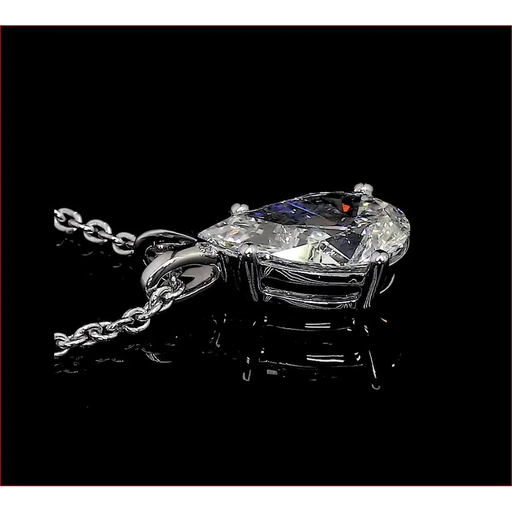 14K White Gold East-West Pear Shape Lab Diamond Pendant with Brilliant Cut Accents - 0.63 Carats Total Diamond Weight - Covaloro Fine Jewelry - Image 3