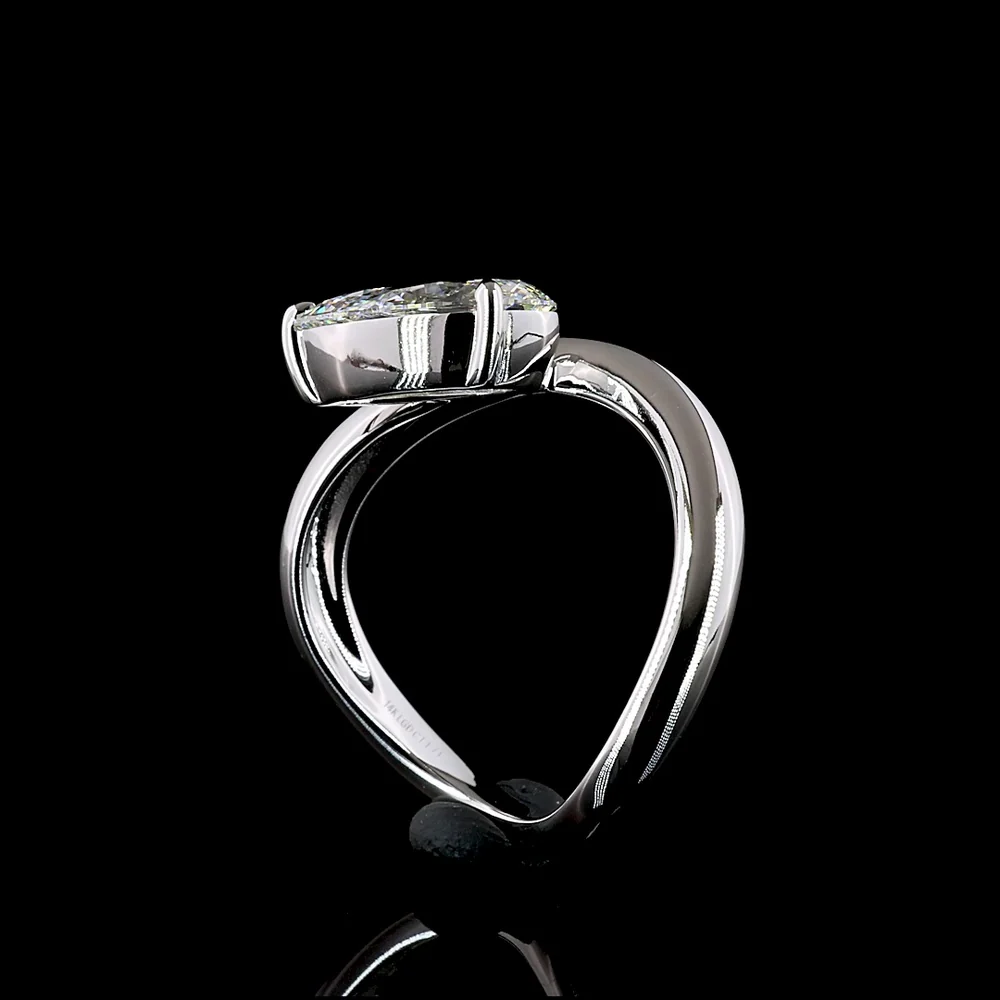 14K White Gold East-West Pear Shape Lab Diamond Ring with IGI Certified E-F VVS1 Stone - 1.71 Carat Total Diamond Weight - Covaloro Fine Jewelry - Image 3
