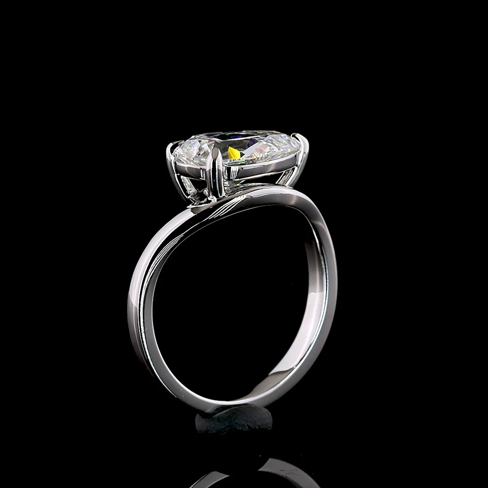 14K White Gold East-West Pear Shape Solitaire Ring with 2.57 Carat Lab Grown D VVS1 Diamond - IGI Certified - Covaloro Fine Jewelry - Image 4