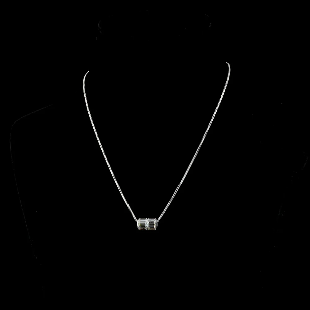 14K White Gold East-West Pendant with Channel-Set Baguette Cut Lab Diamonds - 4.11 Carat Total Diamond Weight - Covaloro Fine Jewelry