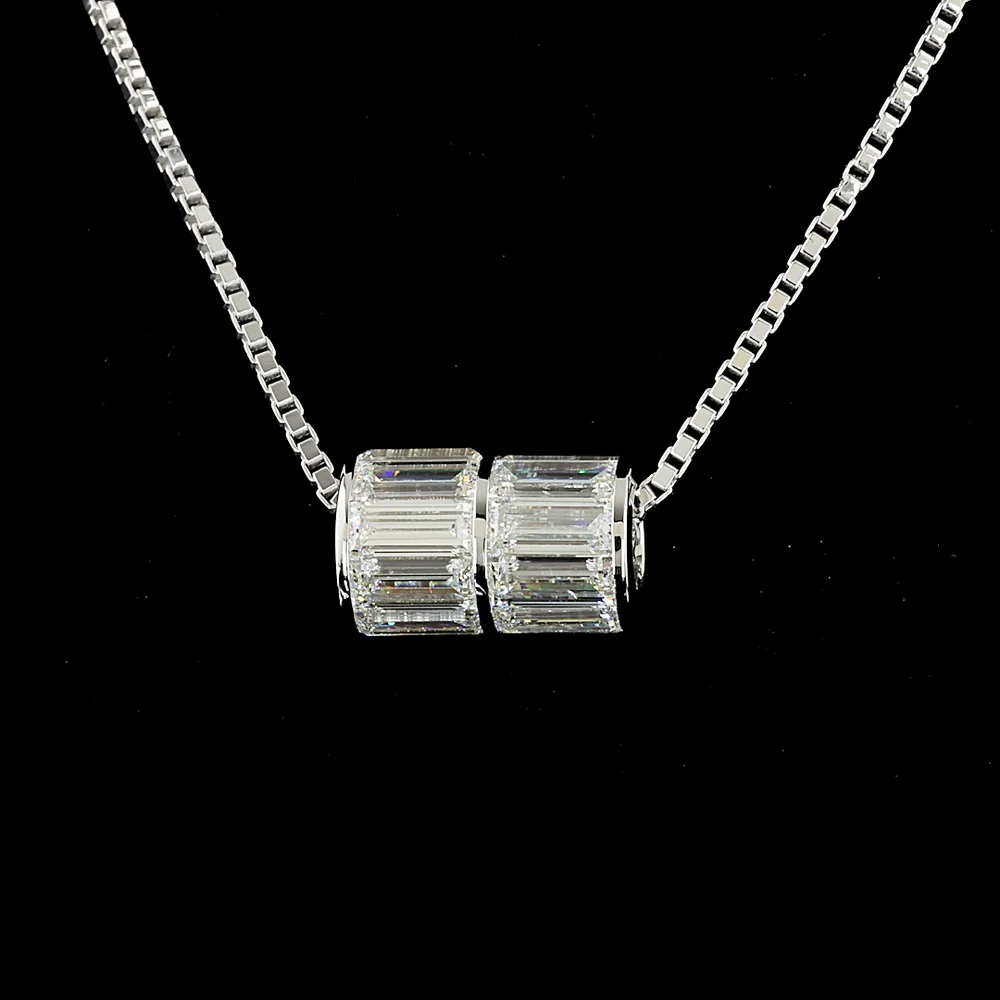 14K White Gold East-West Pendant with Channel-Set Baguette Cut Lab Diamonds - 4.11 Carat Total Diamond Weight - Covaloro Fine Jewelry - Image 2