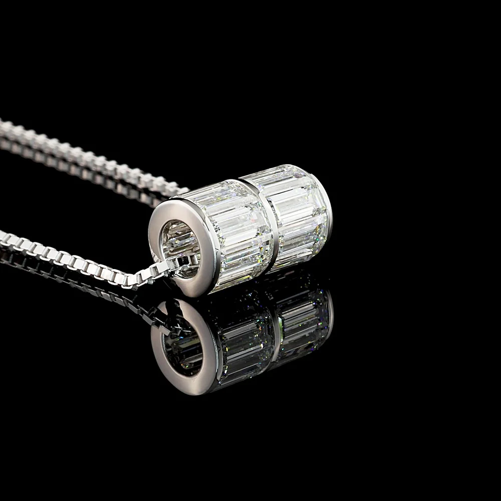 14K White Gold East-West Pendant with Channel-Set Baguette Cut Lab Diamonds - 4.11 Carat Total Diamond Weight - Covaloro Fine Jewelry - Image 3