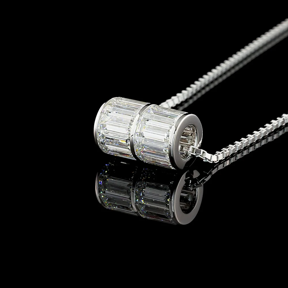14K White Gold East-West Pendant with Channel-Set Baguette Cut Lab Diamonds - 4.11 Carat Total Diamond Weight - Covaloro Fine Jewelry - Image 4