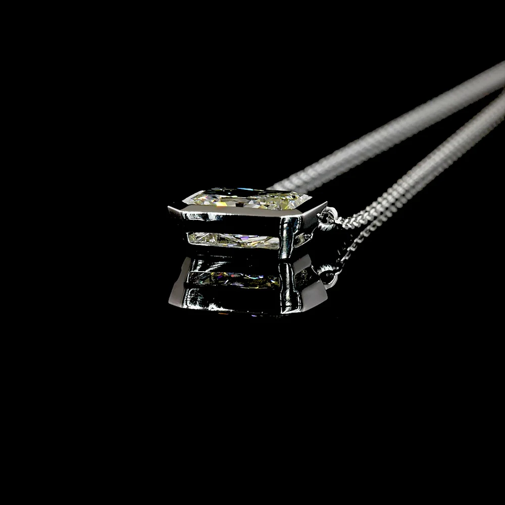 14K White Gold East-West Radiant Cut Lab Diamond Solitaire Pendant - 1.03 Carat Total Weight, E-F Color, VS1 Clarity with IGI Certification - Covaloro Fine Jewelry - Image 3