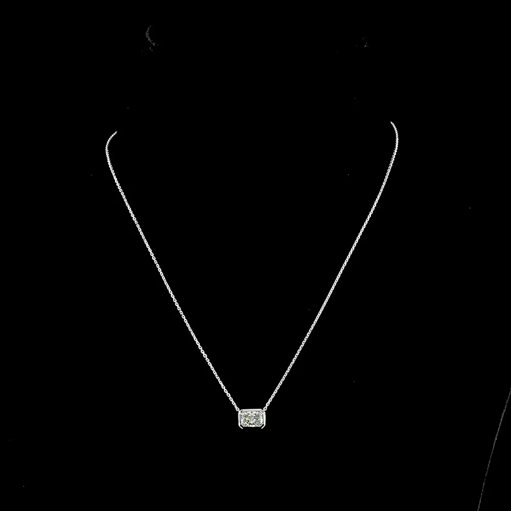 14K White Gold East-West Radiant Cut Lab Diamond Solitaire Pendant - 1.03 Carat Total Weight, E-F Color, VS1 Clarity with IGI Certification - Covaloro Fine Jewelry - Image 4