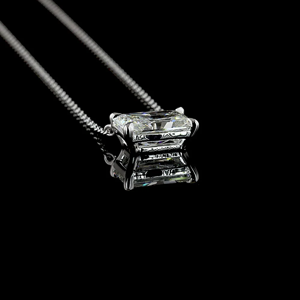 14K White Gold East-West Radiant Cut Lab Diamond Solitaire Pendant - 2.09 Carat Total Weight with IGI Certification - Covaloro Fine Jewelry - Image 3