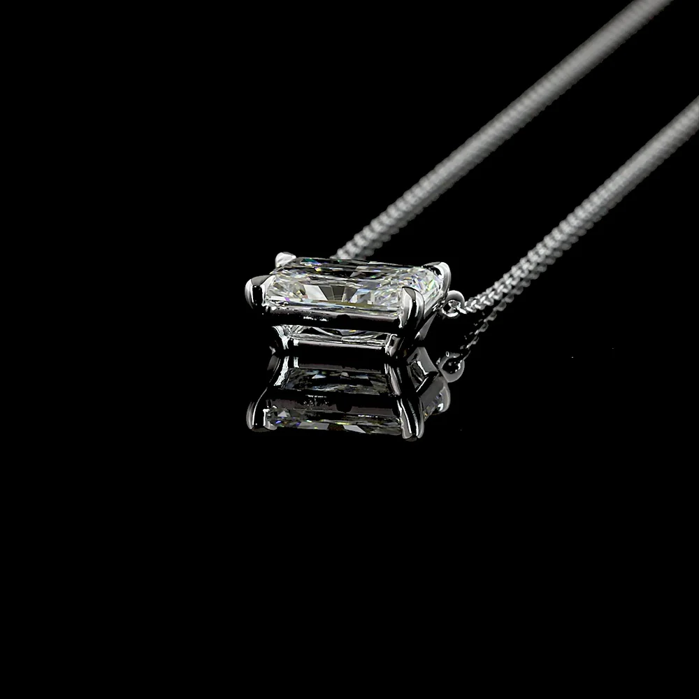 14K White Gold East-West Radiant Cut Lab Diamond Solitaire Pendant - 2.09 Carat Total Weight with IGI Certification - Covaloro Fine Jewelry - Image 4
