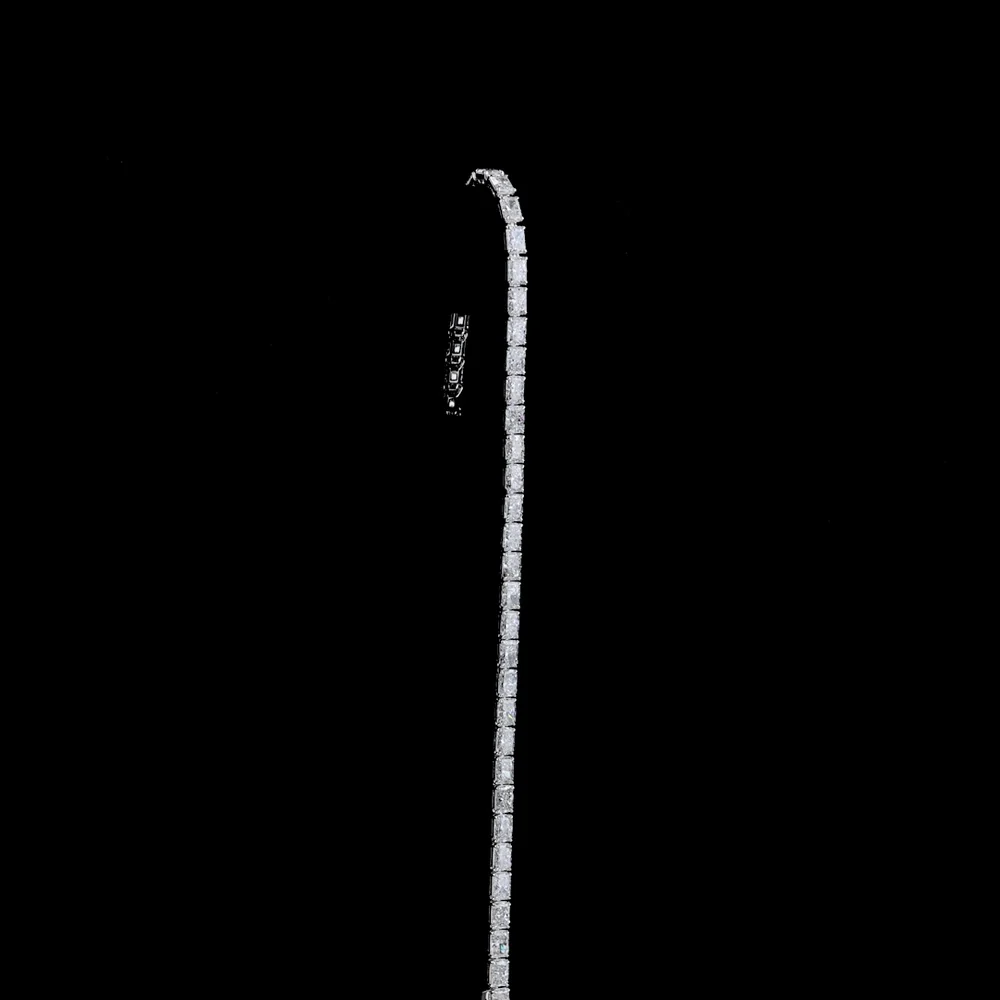14K White Gold East-West Radiant Cut Lab Diamond Tennis Bracelet - 7.52 Carats Total Weight, E-F Color, VS Clarity - Covaloro Fine Jewelry - Image 3