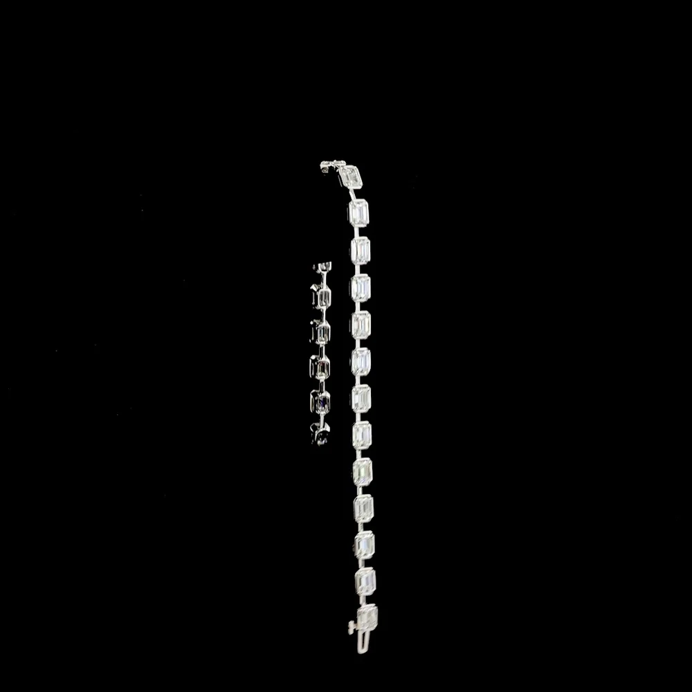 14K White Gold East-West Station Bracelet with 23 Emerald Cut Lab Diamonds - 7.06 Carat Total Weight, E-F Color, VS2 Clarity - Covaloro Fine Jewelry - Image 3