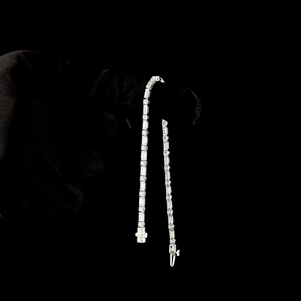 14K White Gold East-West Tennis Bracelet with Alternating Baguette and Round Lab Diamonds - 4.12 Carat Total Weight - Covaloro Fine Jewelry - Image 3