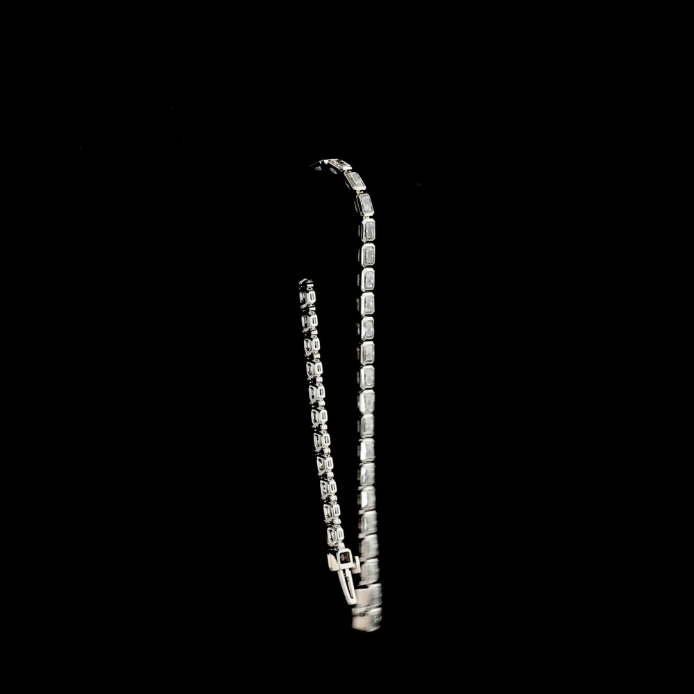 14K White Gold East-West Tennis Bracelet with Bezel Set Radiant Cut Lab Diamonds - 4.82 Total Carat Weight, E-F Color, VS1 Clarity - Covaloro Fine Jewelry - Image 3