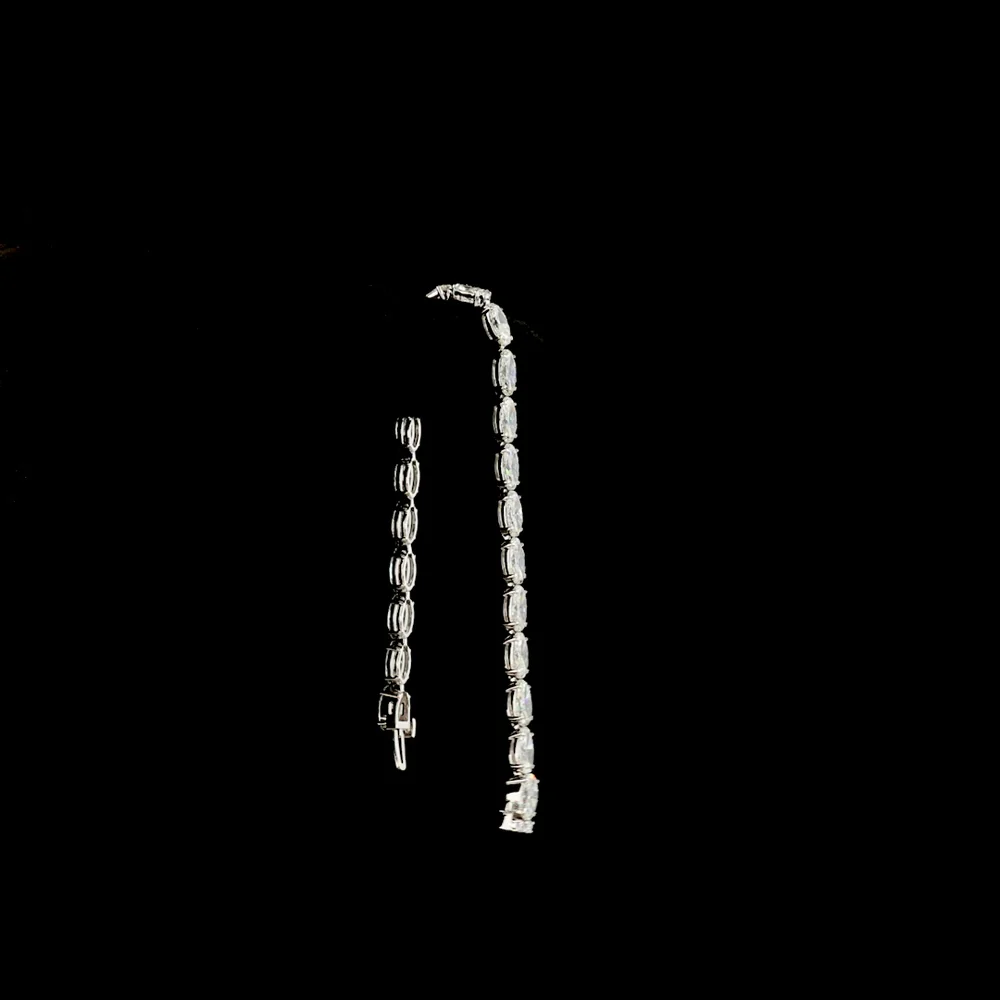 14K White Gold East-West Tennis Bracelet with Moval Cut Lab Grown Diamonds - 9.97 Carat Total Weight - Covaloro Fine Jewelry - Image 3