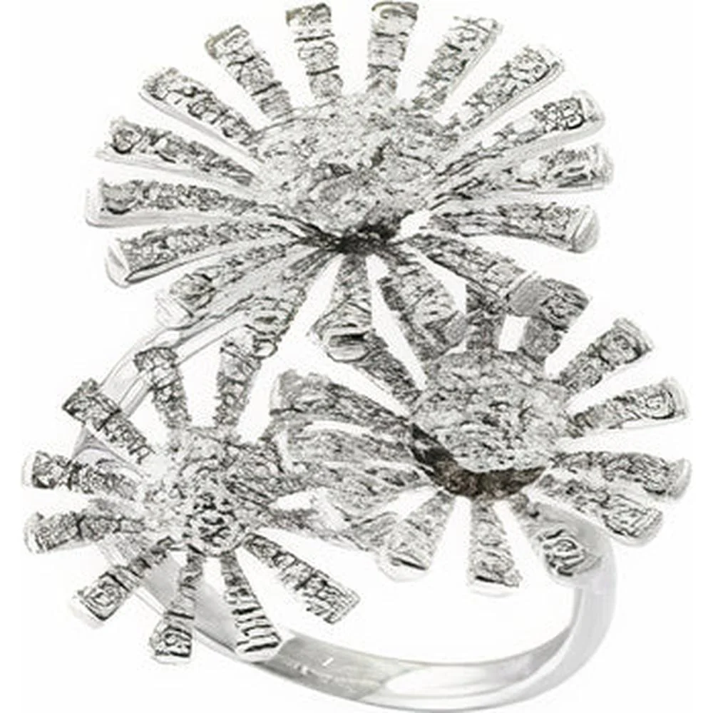 14K White Gold EFFY Diamond Triple Flower Ring - 1.59 Carat Total Diamond Weight