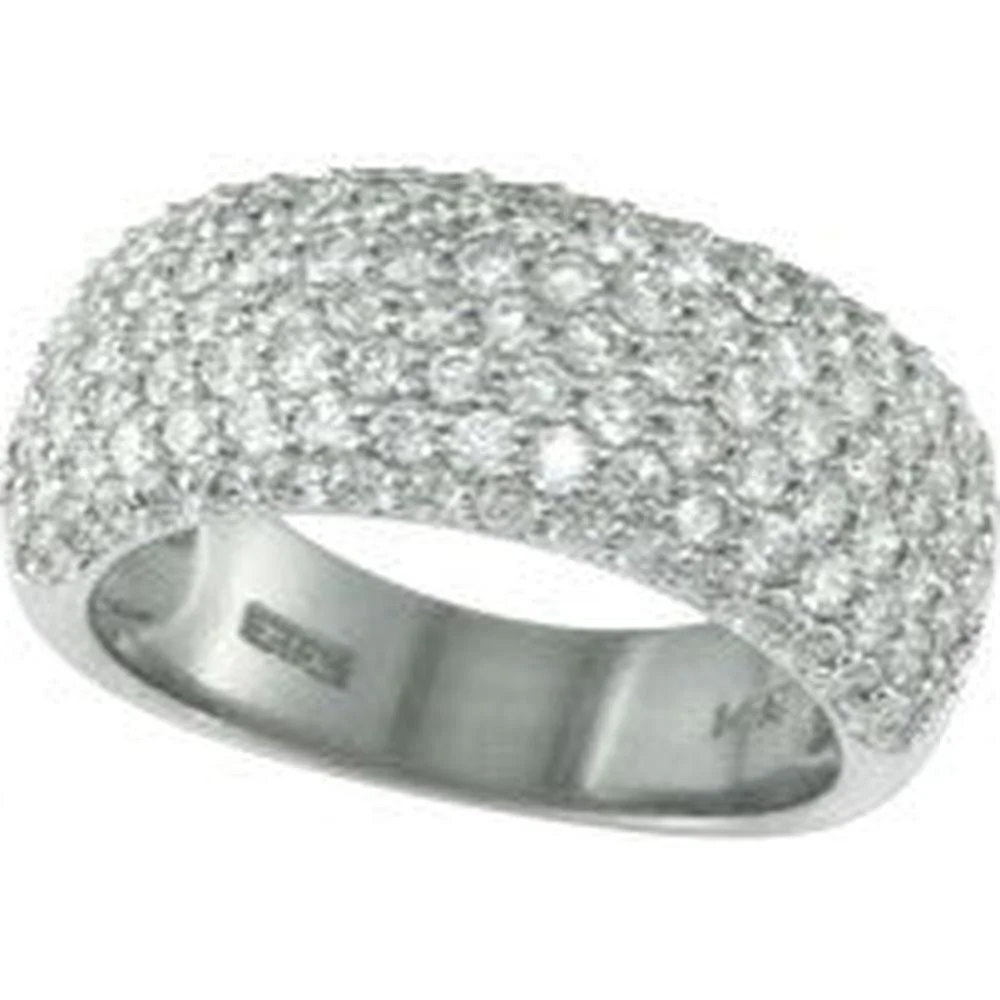 14K White Gold EFFY Wide Domed Pavé Diamond Band Ring - 2.10 Carat Total Diamond Weight