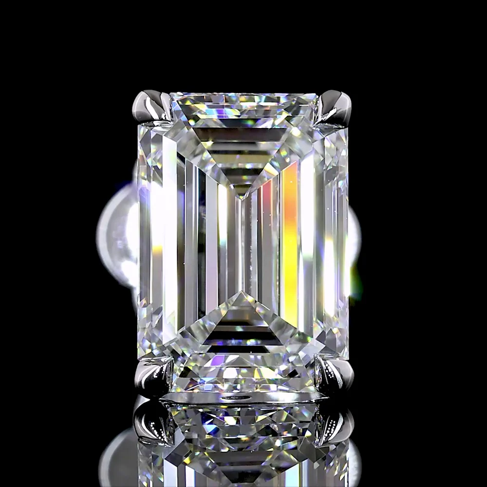 14K White Gold Emerald Cut Diamond Martini Stud Earrings - Lab Grown E-F VVS2 - 3.03 Total Carat Weight - Covaloro Fine Jewelry - Image 3