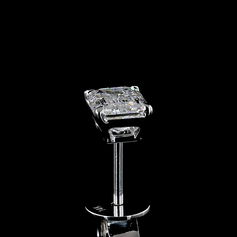 14K White Gold Emerald Cut Diamond Stud Earrings - 1.57 Carat Total Weight - Covaloro Fine Jewelry - Image 4