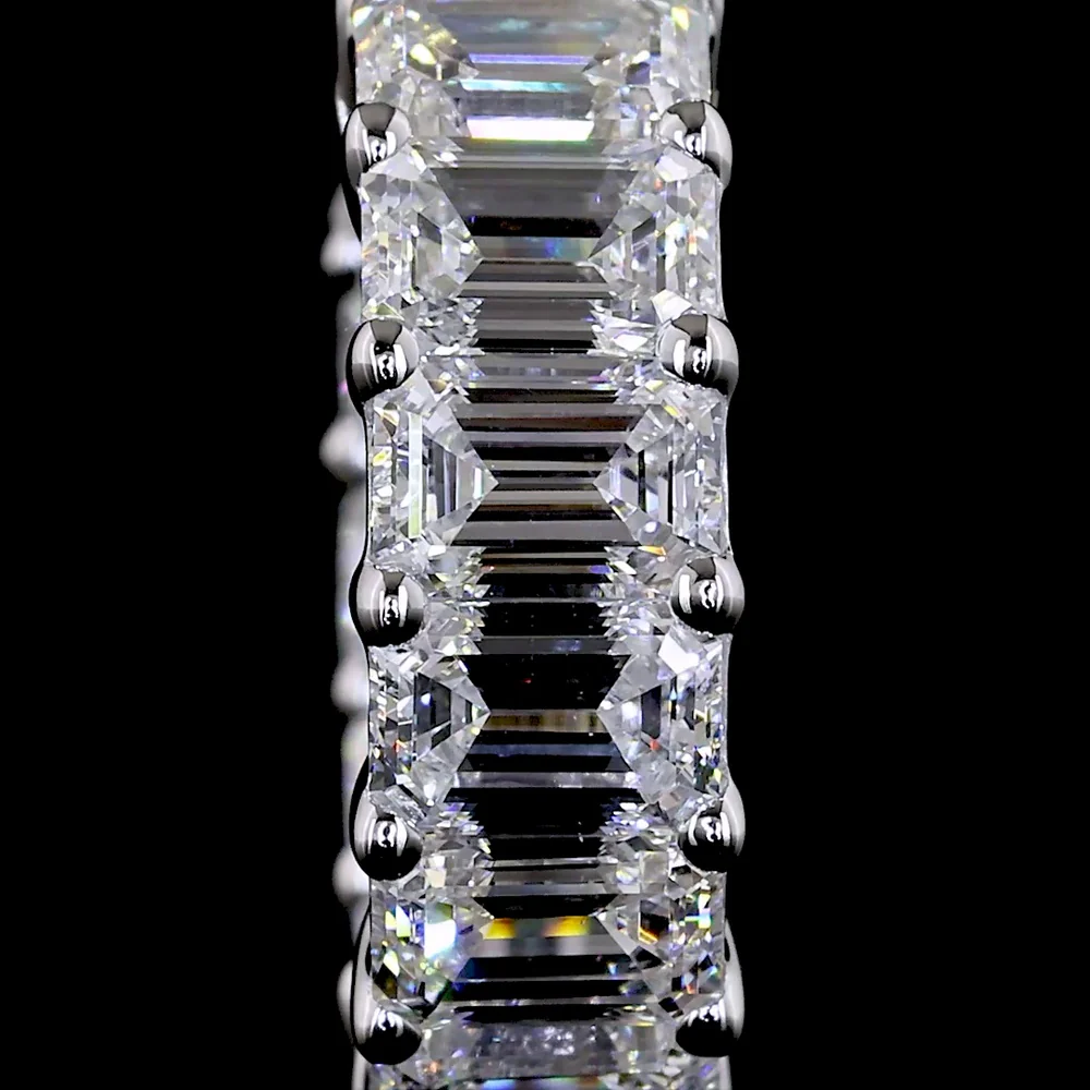 14K White Gold Emerald Cut Huggie Earrings with 20 Lab Diamonds - 3.07 Carats Total Diamond Weight - Covaloro Fine Jewelry - Image 3