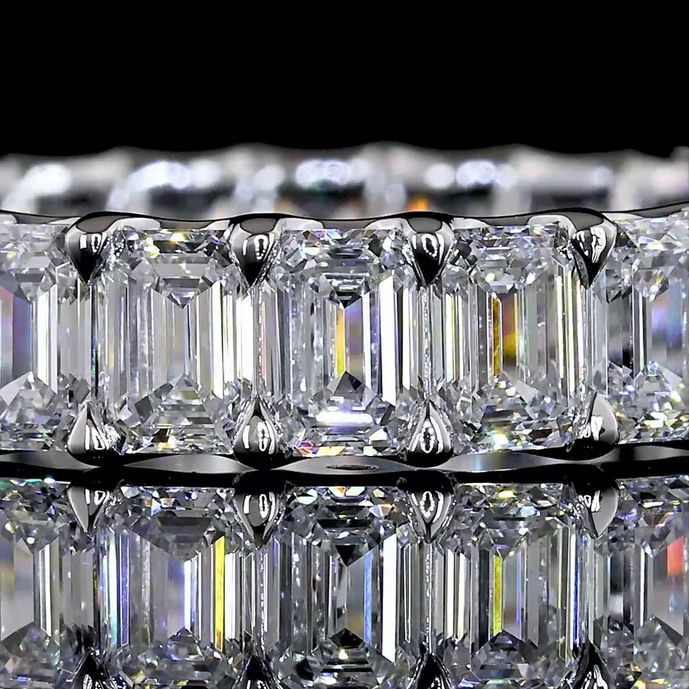 14K White Gold Emerald Cut Lab Diamond Eternity Band with U-Prong Setting - 2.95 Total Carat Weight, 23 Stones, E-F Color VS Clarity - Covaloro Fine Jewelry - Image 2