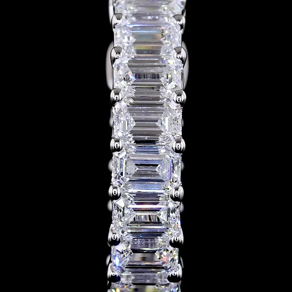 14K White Gold Emerald Cut Lab Diamond Huggie Earrings - 1.44 Carats Total Diamond Weight, Prong Set, E-F Color VS1 Clarity - Covaloro Fine Jewelry - Image 3