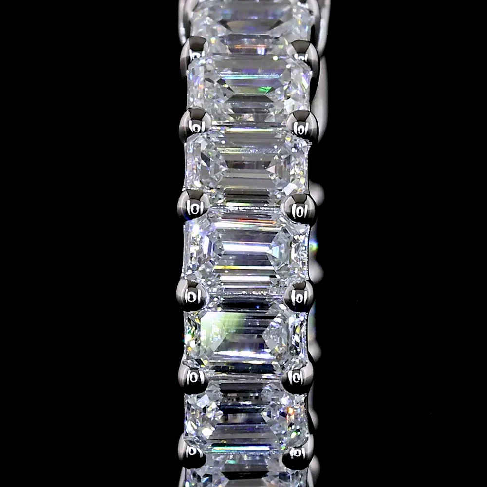 14K White Gold Emerald Cut Lab Diamond Huggie Earrings - 1.53 Carat Total Weight, E-F Color VS1 Clarity, 28 Stones - Covaloro Fine Jewelry - Image 3