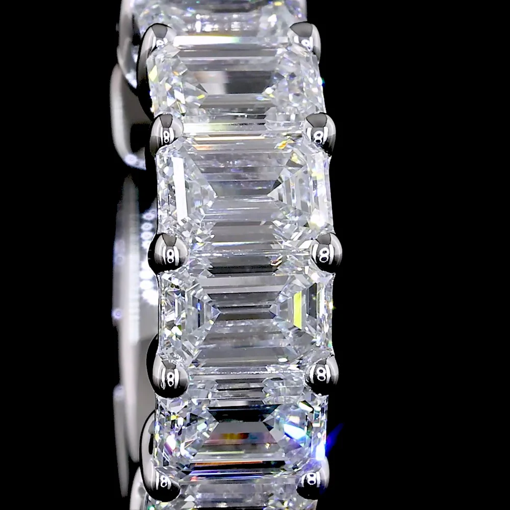 14K White Gold Emerald Cut Lab Diamond Huggie Earrings - 12 Stones, 1.98 Carat Total Weight, E-F VS1 - Covaloro Fine Jewelry - Image 2