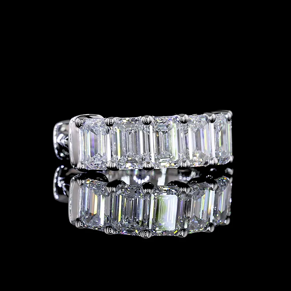 14K White Gold Emerald Cut Lab Diamond Huggie Earrings - 12 Stones, 1.98 Carat Total Weight, E-F VS1 - Covaloro Fine Jewelry - Image 4