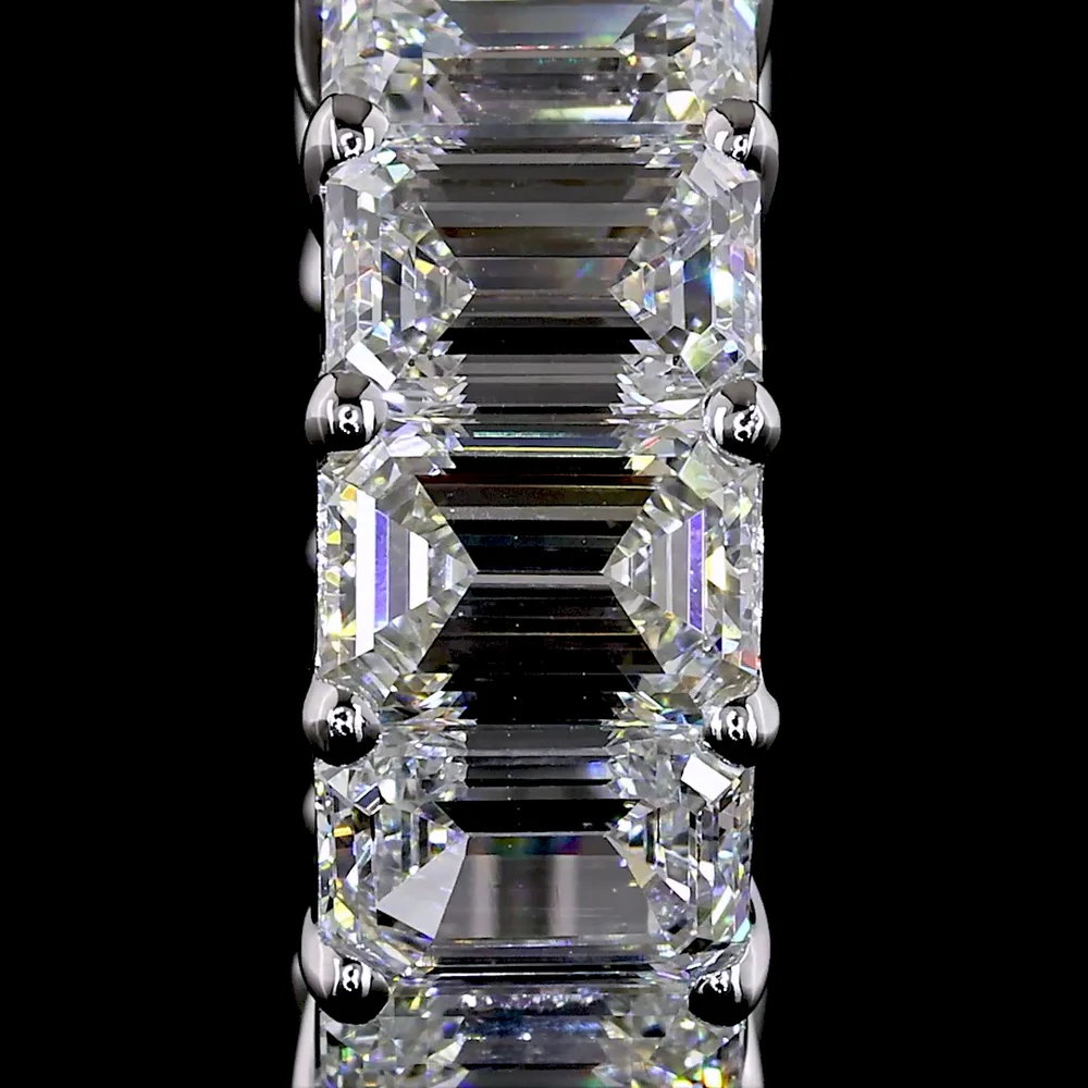 14K White Gold Emerald Cut Lab Diamond Huggie Earrings - 5.18 Carats Total Diamond Weight, E-F Color, VS Clarity - Covaloro Fine Jewelry - Image 3