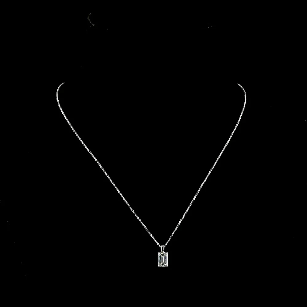 14K White Gold Emerald Cut Lab Diamond Solitaire Pendant - 1.66 Carat F VVS2 IGI Certified - Covaloro Fine Jewelry - Image 4