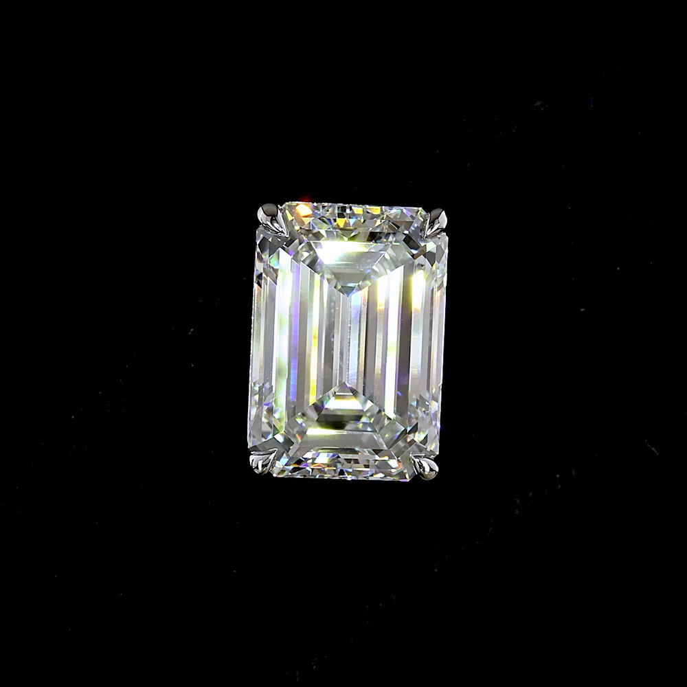 14K White Gold Emerald Cut Lab Diamond Stud Earrings - 10.29 Total Carat Weight, E-F Color, VVS2 Clarity, Prong Set in North-South Orientation - Covaloro Fine Jewelry - Image 2