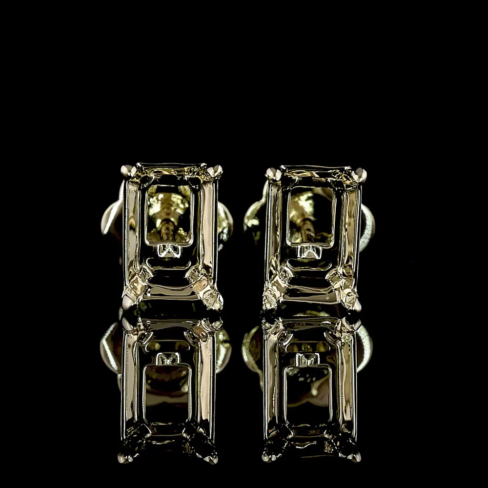 14K White Gold Emerald Cut Lab Diamond Stud Earrings - 2.45 Carat Total Weight, D Color, GIA Certified, North-South Prong Setting - Covaloro Fine Jewelry