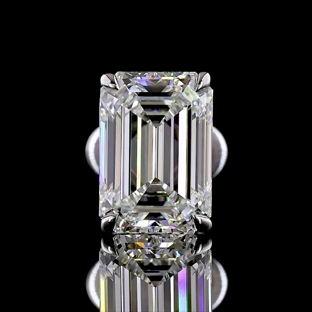 14K White Gold Emerald Cut Lab Diamond Stud Earrings - 3.07 Carat Total Weight, 1.55 Carats & 1.52 Carats Stones, E VVS2 Clarity, Four-Prong North-South Settings - Covaloro Fine Jewelry - Image 3