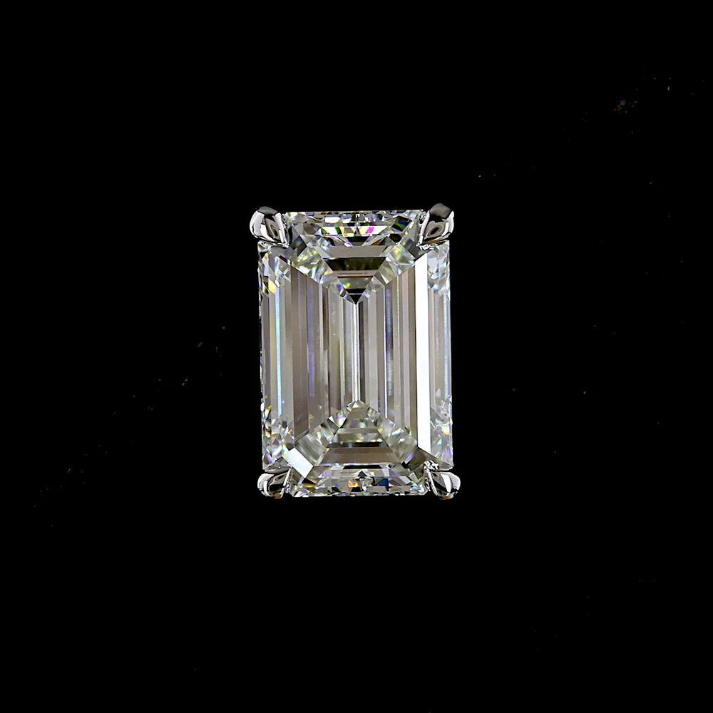 14K White Gold Emerald Cut Lab Diamond Stud Earrings with North-South Prong Setting - 5.39 Carats Total Diamond Weight - Covaloro Fine Jewelry - Image 2