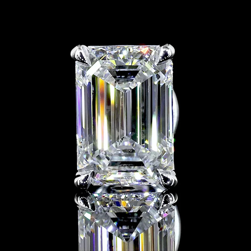 14K White Gold Emerald Cut Lab Diamond Stud Earrings with Prong Setting - 2.09 Carat Total Diamond Weight (E-F Color, VVS2 Clarity) - Covaloro Fine Jewelry - Image 3