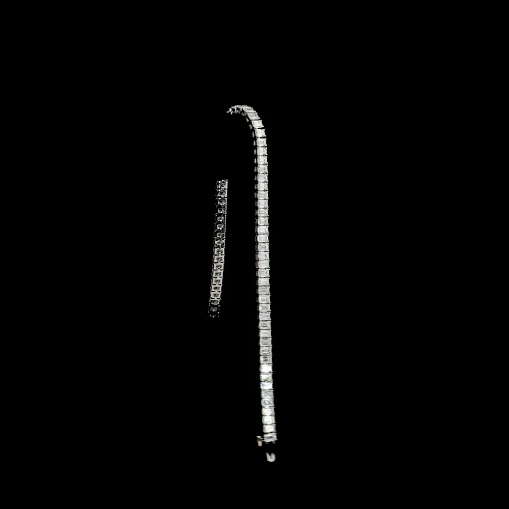 14K White Gold Emerald Cut Lab Diamond Tennis Bracelet - 6.91 Carat Total Weight, 72 Stones with E-F Color and VS Clarity - Covaloro Fine Jewelry - Image 3