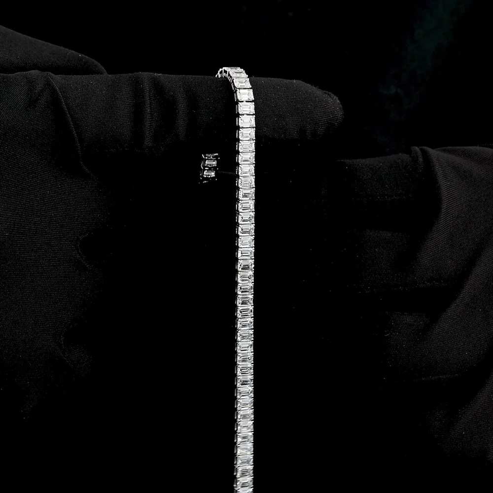 14K White Gold Emerald Cut Lab Diamond Tennis Bracelet - 61 Stones, 10.63 Total Carat Weight, E-F Color, VS Clarity - Covaloro Fine Jewelry - Image 3