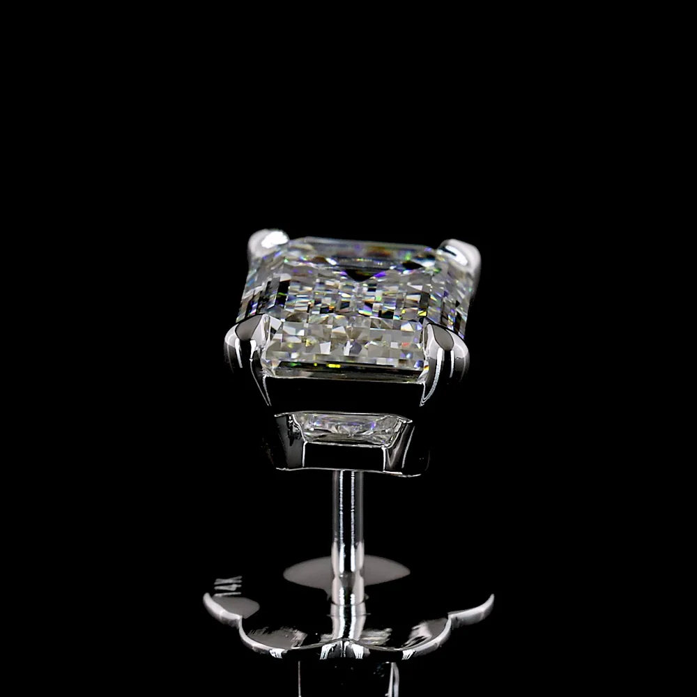 14K White Gold Emerald Cut Martini Stud Earrings with Lab Grown Diamonds - 3.05 Carat Total Weight (E-F Color, VS1 Clarity) - Covaloro Fine Jewelry - Image 4