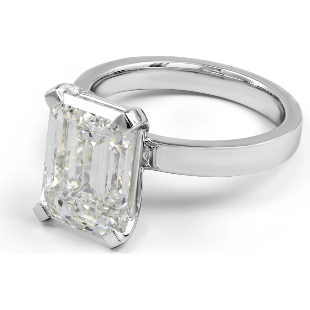 14K White Gold Emerald Cut Solitaire Engagement Ring with 5.04 Carat Lab Grown Diamond - GIA Certified E-F VS1 - Covaloro Fine Jewelry - Image 3