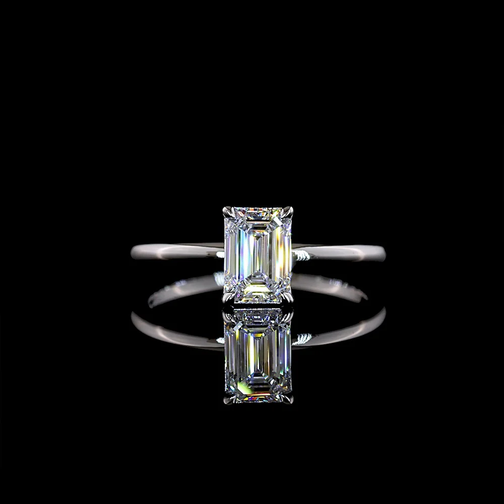 14K White Gold Emerald Cut Solitaire Ring with 1.04 Carat Lab Grown D VS1 Diamond - IGI Certified - Covaloro Fine Jewelry