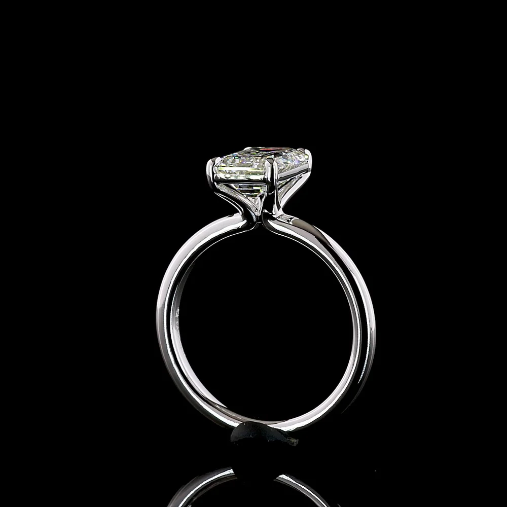 14K White Gold Emerald Cut Solitaire Ring with North-South F VVS2 Lab Diamond - 2.50 Carat Total Weight - Covaloro Fine Jewelry - Image 3