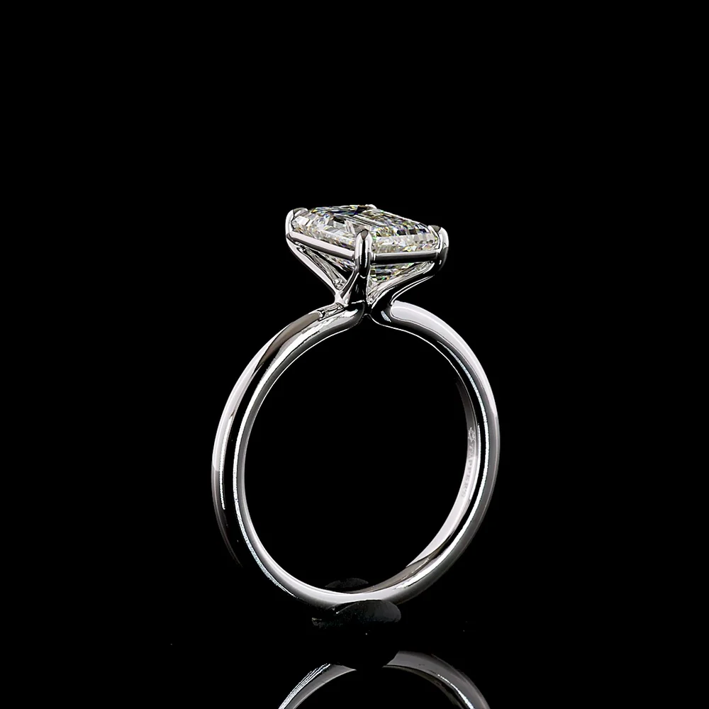 14K White Gold Emerald Cut Solitaire Ring with North-South F VVS2 Lab Diamond - 2.50 Carat Total Weight - Covaloro Fine Jewelry - Image 4