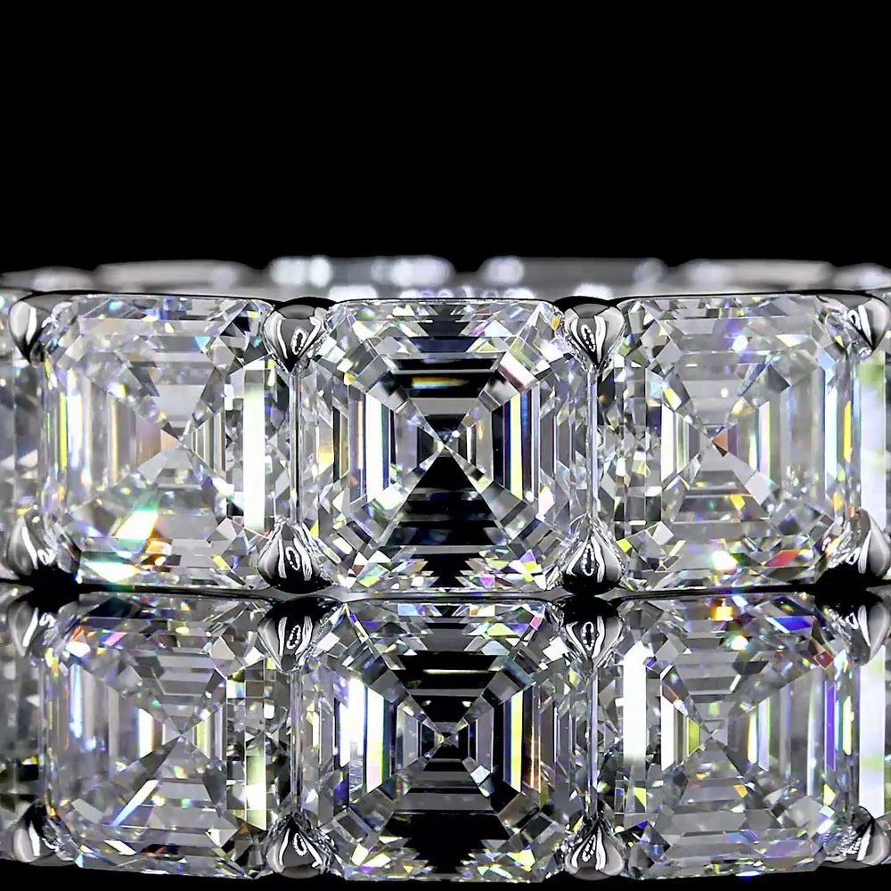 14K White Gold Eternity Band with 13 Prong-Set Asscher Cut Lab Diamonds - 13.25 Carat Total Weight, E-F Color, VVS2 Clarity - Covaloro Fine Jewelry - Image 2