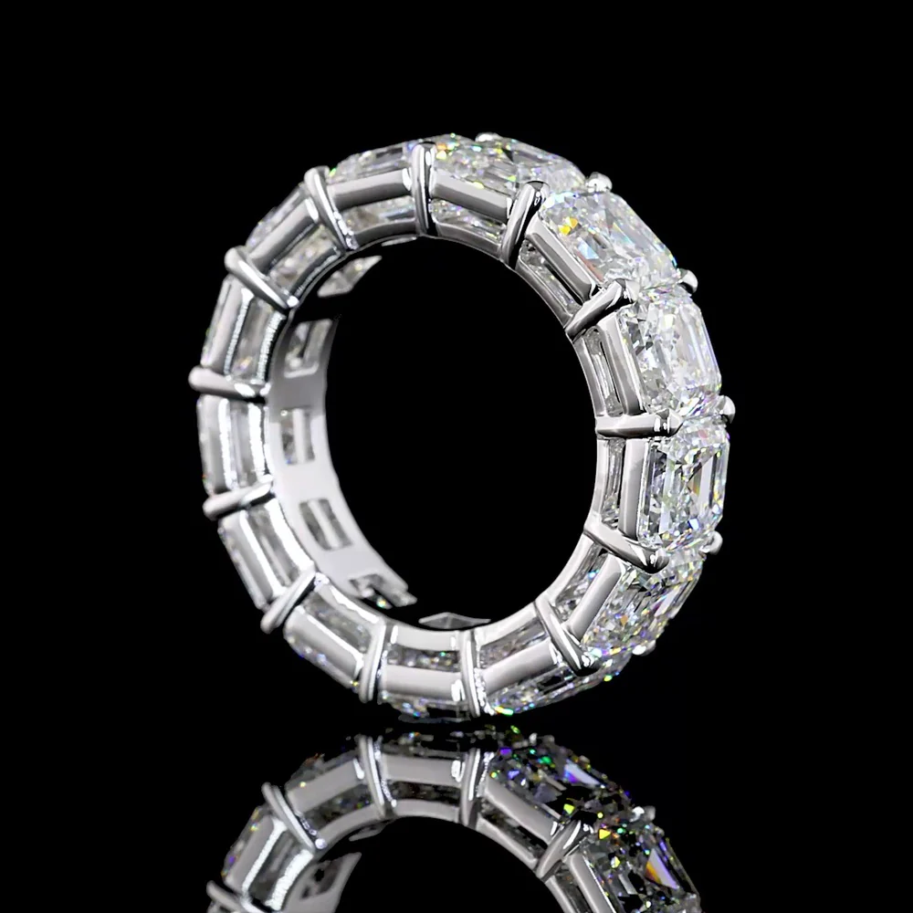 14K White Gold Eternity Band with 13 Prong-Set Asscher Cut Lab Diamonds - 13.25 Carat Total Weight, E-F Color, VVS2 Clarity - Covaloro Fine Jewelry - Image 3