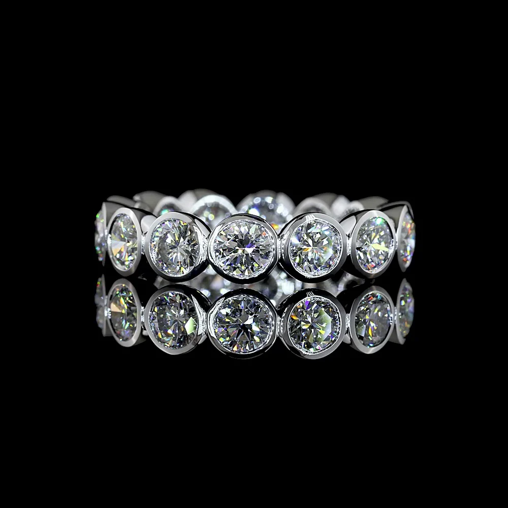 14K White Gold Eternity Band with 14 Bezel-Set Round Lab Diamonds - 3.11 Carat Total Weight, E-F Color, VS1 Clarity - Covaloro Fine Jewelry