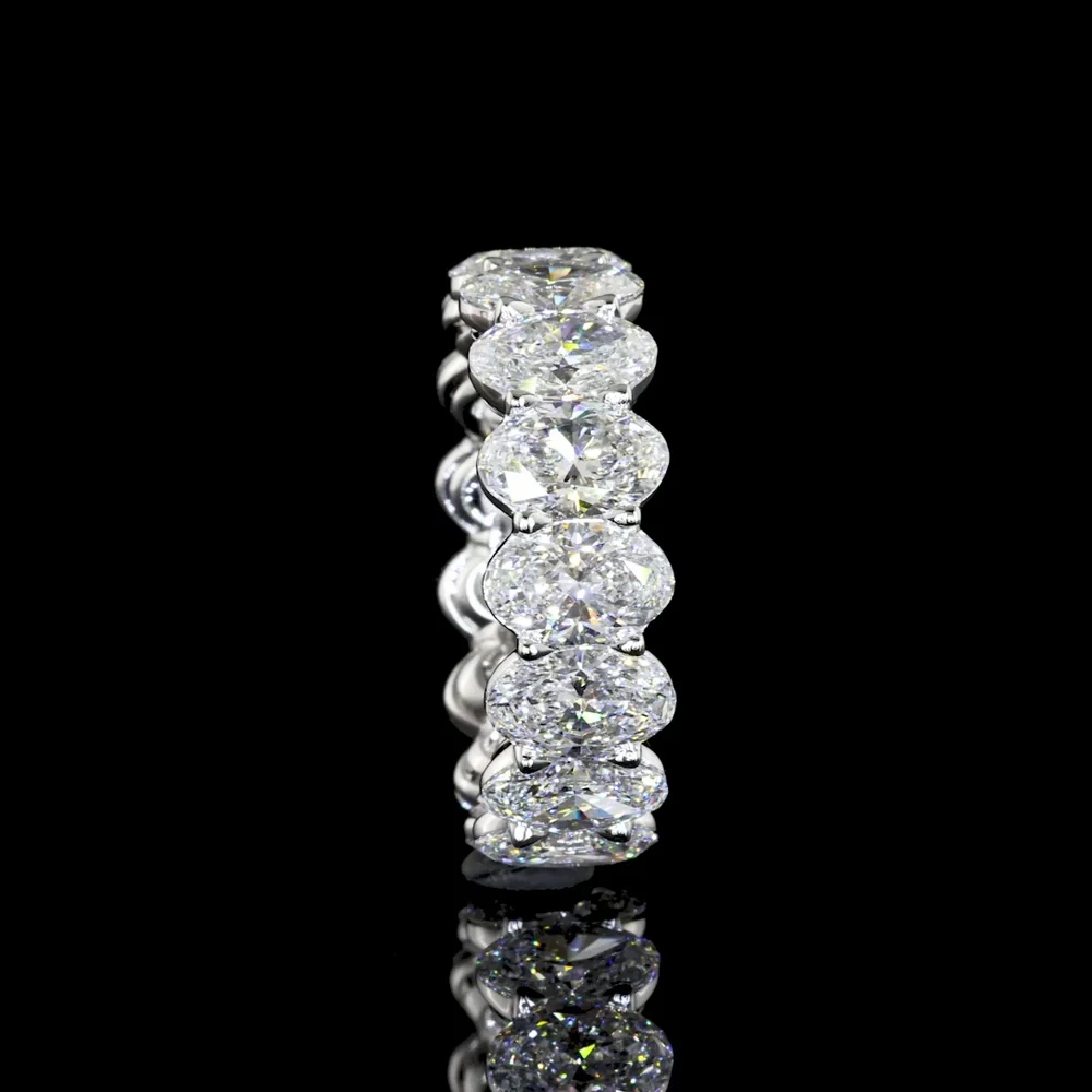 14K White Gold Eternity Band with 15 Oval Cut Lab Diamonds - 7.34 Carats Total Diamond Weight, G-H VS1 - Covaloro Fine Jewelry - Image 4