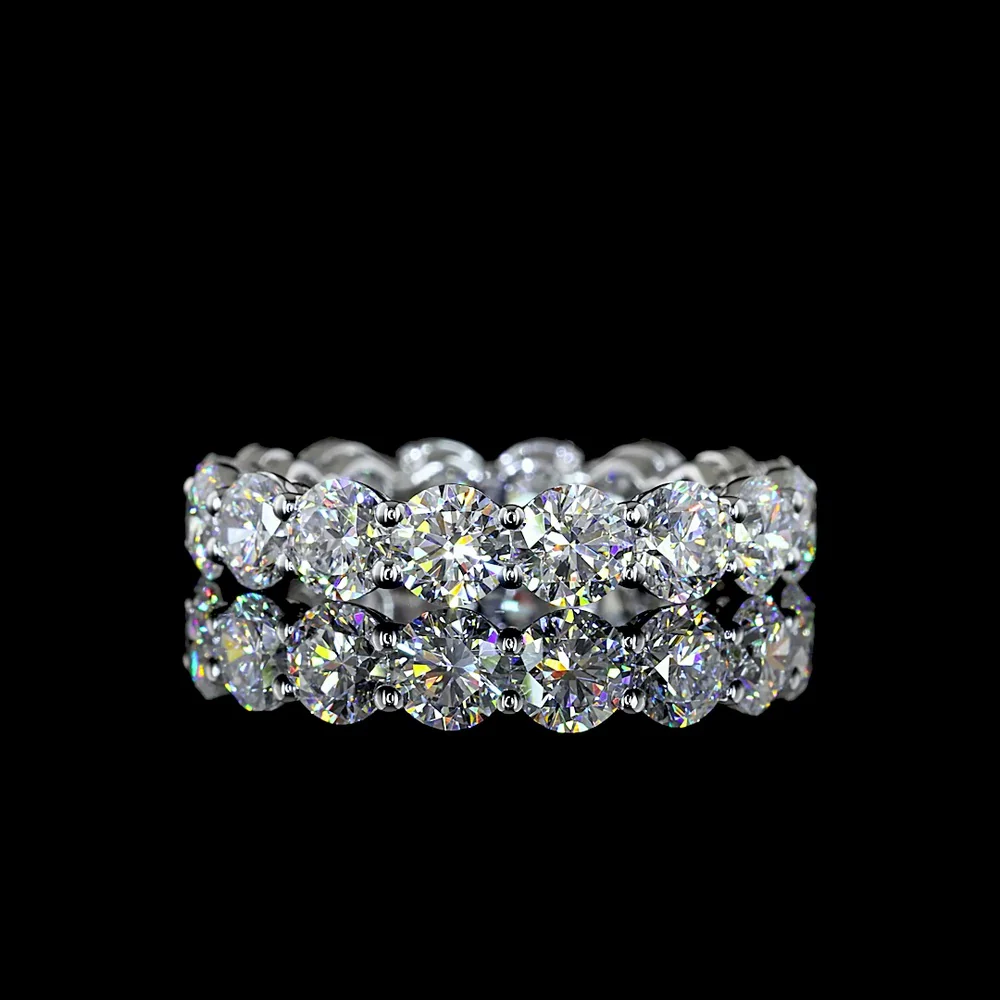 14K White Gold Eternity Band with 16 Round Brilliant Cut Lab Diamonds - 4.57 Carat Total Weight, E-F Color, VS Clarity - Covaloro Fine Jewelry