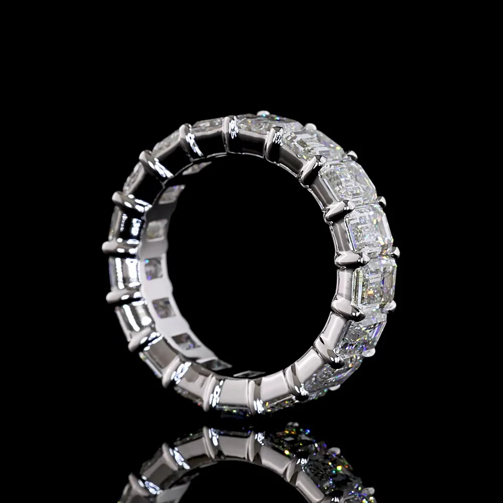 14K White Gold Eternity Band with 17 Prong-Set Emerald Cut Lab Diamonds - 7.90 Carat Total Weight, E-F Color VS1 Clarity - Covaloro Fine Jewelry - Image 3