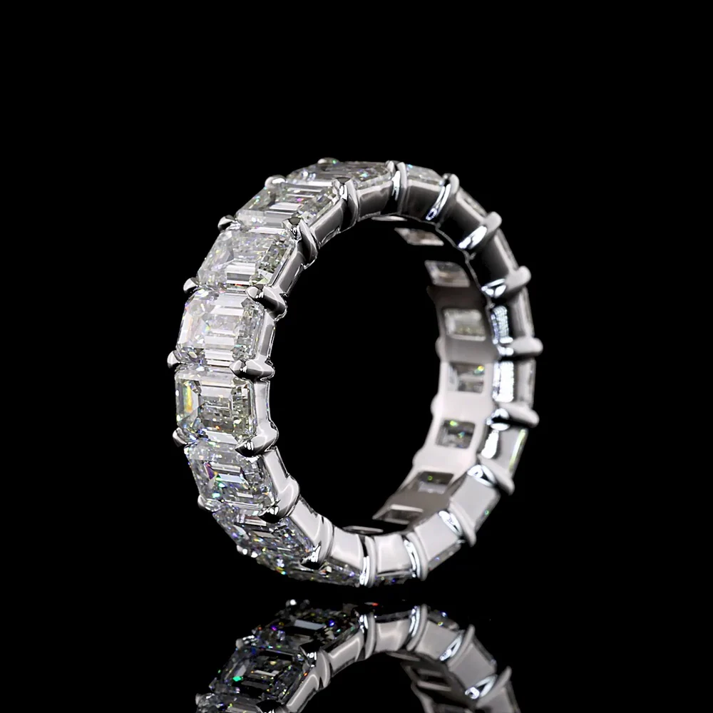 14K White Gold Eternity Band with 17 Prong-Set Emerald Cut Lab Diamonds - 7.90 Carat Total Weight, E-F Color VS1 Clarity - Covaloro Fine Jewelry - Image 4