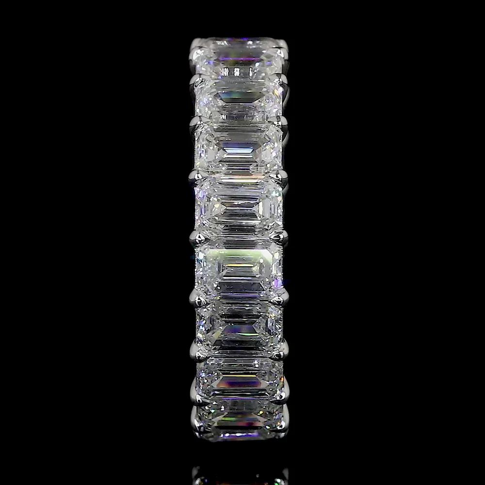 14K White Gold Eternity Band with 17 Prong-Set Emerald Cut Lab Diamonds - 8.69 Carat Total Diamond Weight - Covaloro Fine Jewelry - Image 2