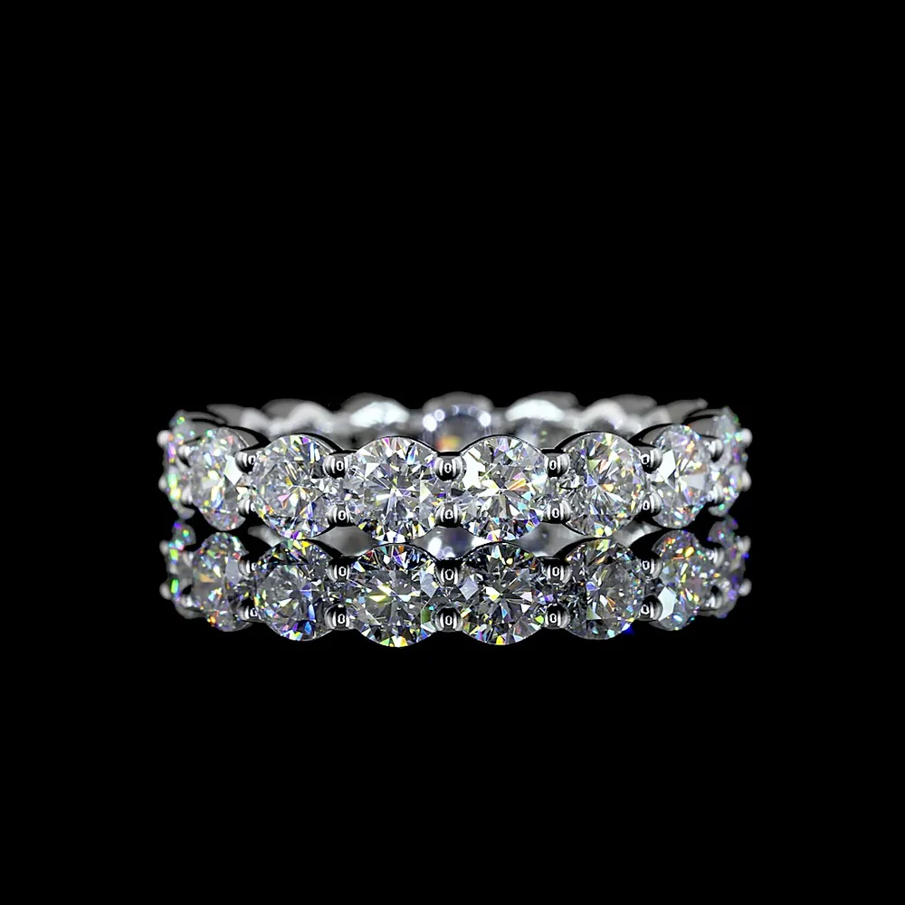 14K White Gold Eternity Band with 17 Prong-Set Round Brilliant Cut Lab Diamonds - 2.73 Carat Total Weight, E-F Color, VS Clarity - Covaloro Fine Jewelry