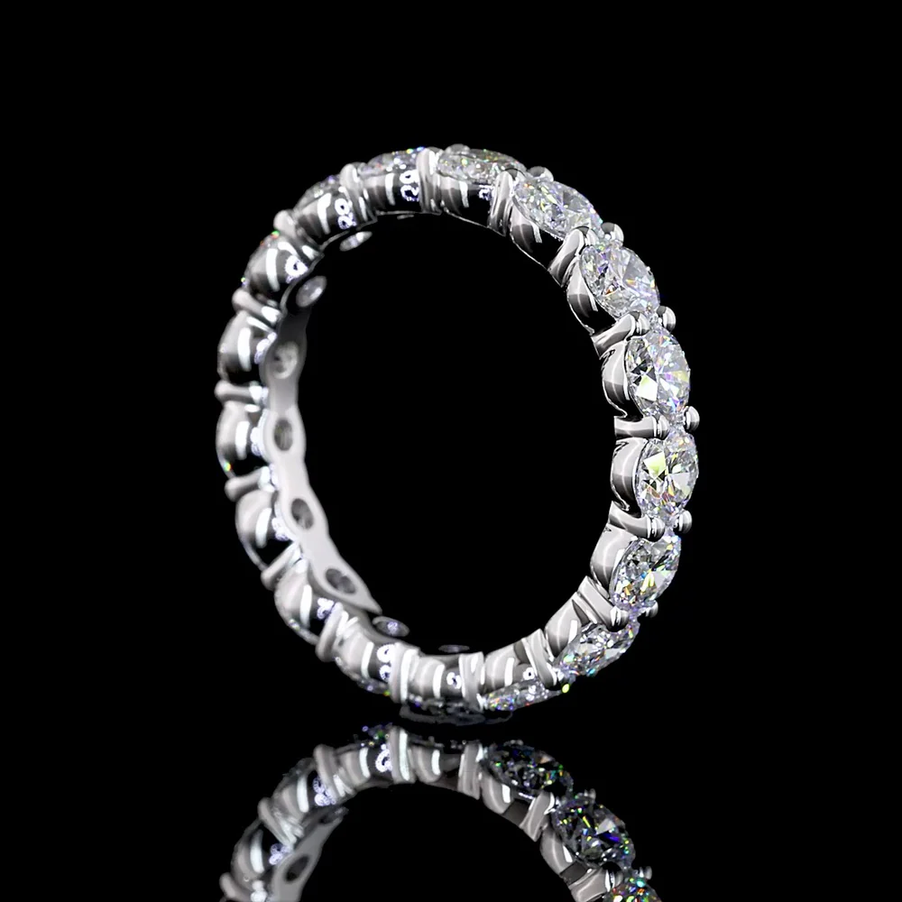14K White Gold Eternity Band with 17 Prong-Set Round Brilliant Cut Lab Diamonds - 2.73 Carat Total Weight, E-F Color, VS Clarity - Covaloro Fine Jewelry - Image 3